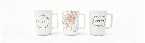 3D Embossed Honeycomb Bee Themed Ceramic Mug Set, Square Handle Neutral Cream White Rustic Farmhouse Coffee Cups